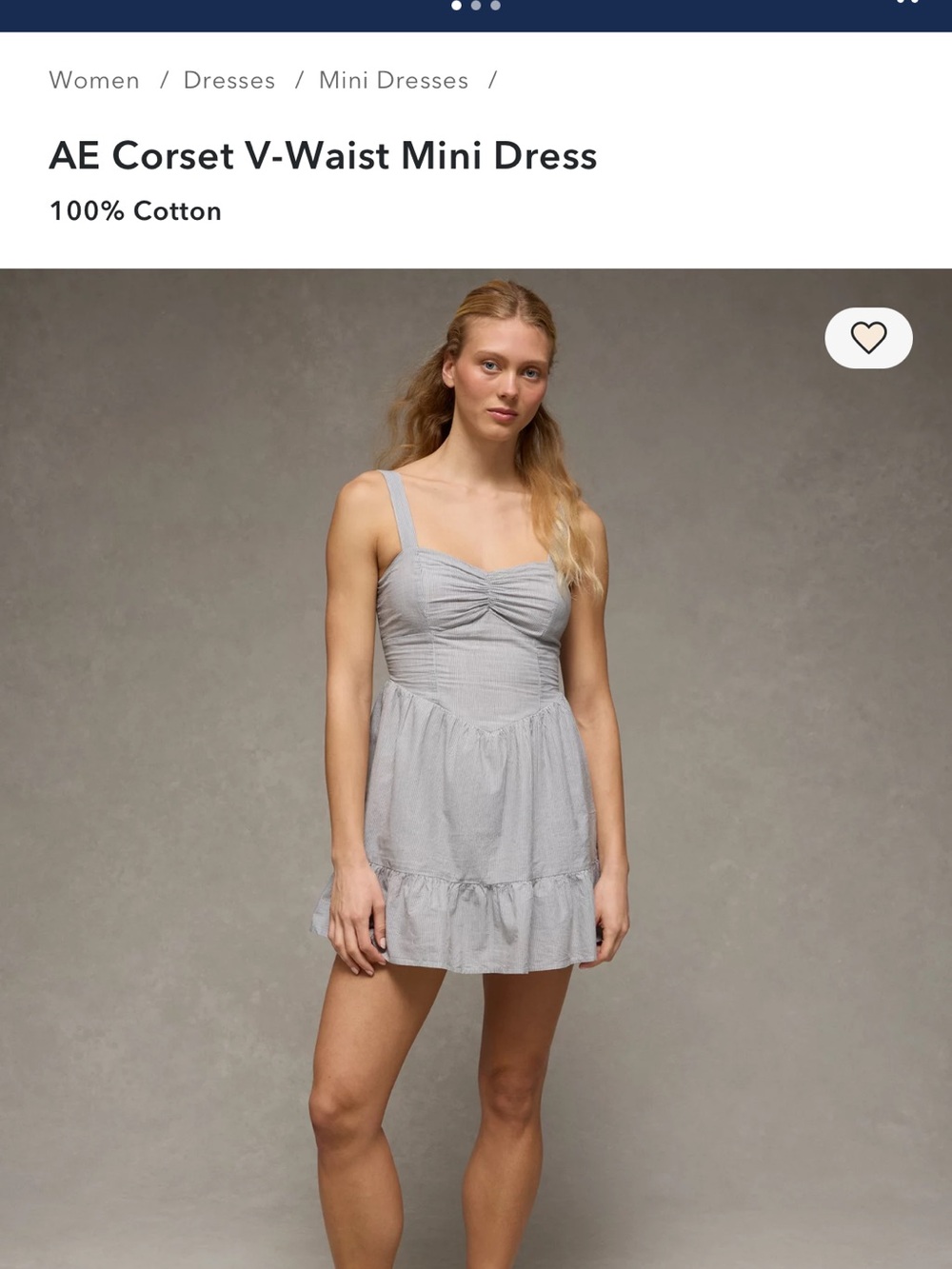 American Eagle Gray&White thin stripesCorset V-Waist Dress